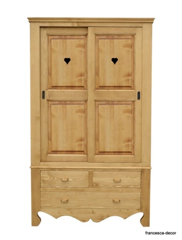 Dulap dormitor rustic cu 2 usi culisante lemn masiv, 120 x 55 x 200 cm - Img 4