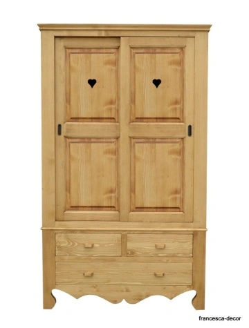 Dulap dormitor rustic cu 2 usi culisante Rustika lemn masiv, 120 x 55 x 200 cm - Img 4