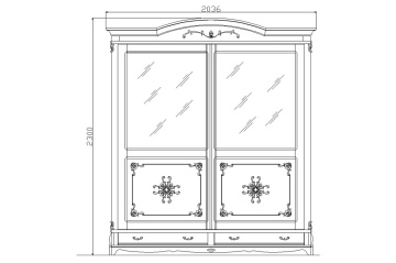 Dulap Dressing cu 2 usi culisante Royal, lemn masiv, 203.6 x 66.6 x 230 cm - Img 5
