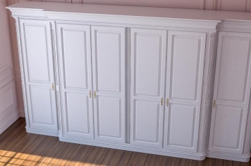 Dulap dressing lemn masiv dormitor Sofia cu 6 usi, 389 x 618/713 x 240 cm - Img 2