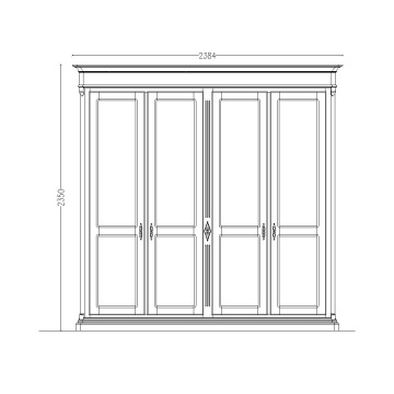 Dulap Dressing lemn masiv Siena cu 4 usi, 238.4 x 66.9 x 235 cm - Img 3