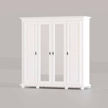 Dulap Sara 4 usi lemn masiv,197 x 58 x 201 cm, alb unt