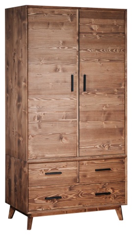 Dulap Terra Home cu 2 usi si 3 sertare, lemn masiv, 100 x 55 x 200 cm - Img 2
