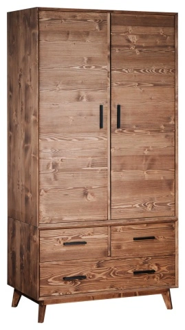 Dulap Terra Home cu 2 usi si 3 sertare, lemn masiv, 100 x 55 x 200 cm - Img 2