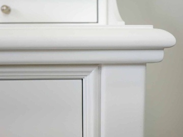 Masa de toaleta Aurelia cu taburet tapitat, lemn masiv alb, 120 x 45 x 92 cm - Img 4