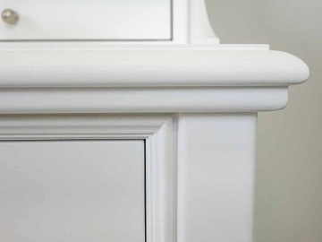 Masa de toaleta Aurelia cu taburet tapitat, lemn masiv alb, 120 x 45 x 92 cm - Img 4