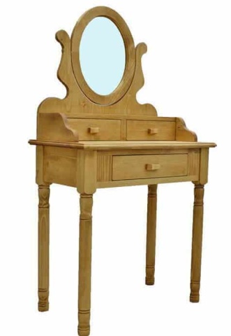 Masa de toaleta Rustica, oglinda ovala, 70 x 39/28 x 140/75 cm - Img 2