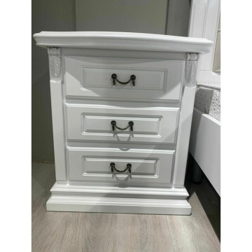 Noptiera dormitor Donatello Classic Stil, 3 sertare, finisaj vopsit alb, 60 x 42 x 68 cm - Img 4
