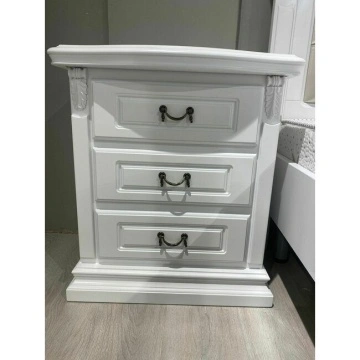 Noptiera dormitor Donatello Classic Stil, 3 sertare, finisaj vopsit alb, 60 x 42 x 68 cm - Img 4