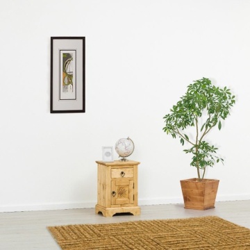 Noptiera dormitor Rustic Alpin lemn masiv, 1 usa si 1 sertar, 42 x 35 x 60 cm - Img 2