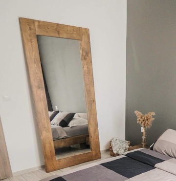 Oglinda Chania, lemn masiv pin, 80 x 4 x 180 cm - Img 1