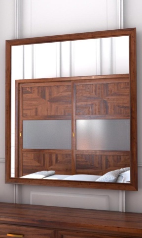Oglinda dormitor Milano, Lemn Masiv furniruit, 90 x 100 cm - Img 1