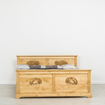Pat dormitor Rustic Alpin lemn masiv, 140 cm, 160 cm sau 180 x 200 cm - Img 3