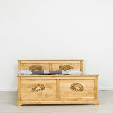 Pat dormitor Rustic Alpin lemn masiv, 140 cm, 160 cm sau 180 x 200 cm - Img 3