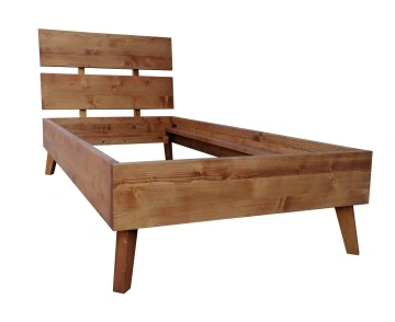 Pat dormitor Terra Home, lemn masiv, ceara whisky, 90 x 200 cm
