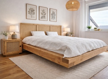 Pat lemn masiv pin Rustic Ratan, 140 cm, 160 cm, 180 cm sau 200 cm - 140 x 200 cm