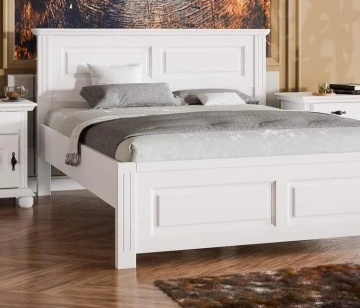 Pat Sara Prime lemn masiv finisaj alb unt, 90 cm, 120 cm, 140 cm, 160 cm,180 cm sau 200 × 200 cm - Img 2