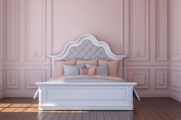 Pat tapitat dormitor Sofia, Lemn Masiv, 100 cm, 120 cm, 140 cm, 160 cm sau 180 cm x 200 cm - Img 1