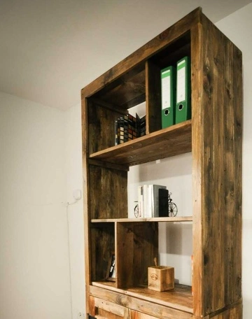 Raft biblioteca Kalamaria, lemn masiv pin, 100 x 38 x 200 cm - Img 3
