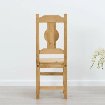 Scaun Lemn Masiv Rustic Alpin model A cu rozeta, 40 x 42 x 101 cm - Img 3