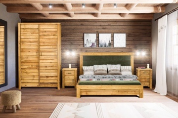 Set mobila dormitor Colibri, 3 piese, Lemn masiv periat, pat 140 x 200 cm - Img 1