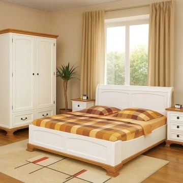 Set mobila dormitor Montreal, 3 piese lemn masiv, pat 160 x 200 cm