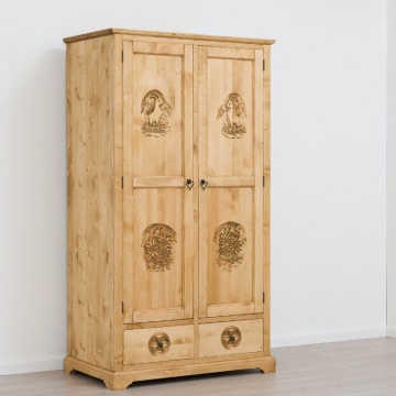 Set mobila dormitor rustic Ursul Carpatin, 3 piese mobilier lemn masiv rustic - Img 2