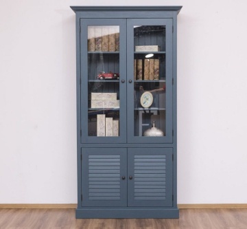 Vitrina cu 2 usi Mediterana lemn masiv, 110 x 39 x 210 cm - Img 1