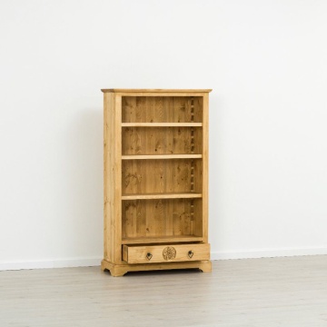 Biblioteca Lemn Masiv Rustic Alpin cu 3 polite reglabile, 90 x 38 x 160 cm - Img 2