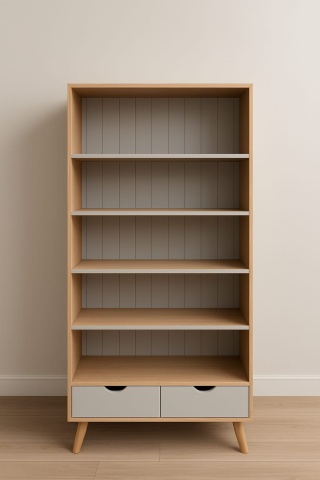 Biblioteca Matteo cu 2 sertare si 4 rafturi, 100 x 40 x 200 cm - Img 2
