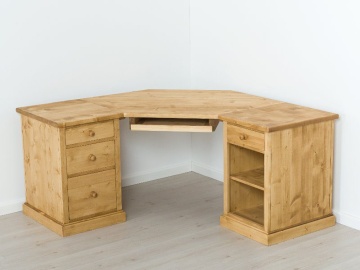 Birou de colt Rustika lemn masiv, 225 x 62/122 x 77 cm - Img 3