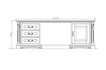 Birou Lemn Masiv dormitor Cristina, 1 usa si 3 sertare, L 220 x H 78 cm - Img 5