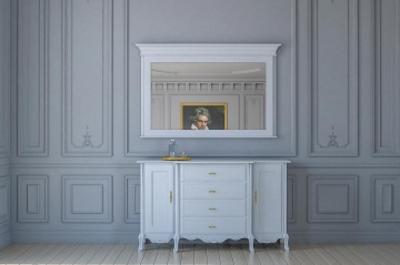 Bufet 2 usi si 4 sertare dormitor Andra, lemn masiv, 200 x 51.6 x 95 cm - Img 1