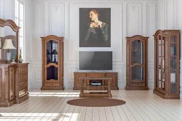 Bufet dormitor Cristina, 2 usi si 4 sertare, lemn masiv, 220 x 40/50 x 104.5 cm - Img 2