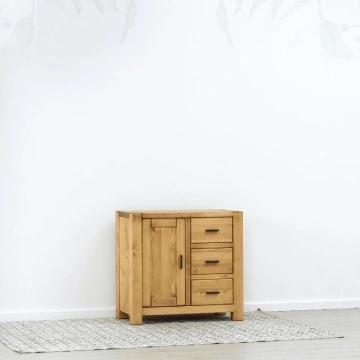 Comoda 1 usa si 3 sertare dormitor Ecuador, Lemn masiv, 90 x 46 x 85 cm - Img 4