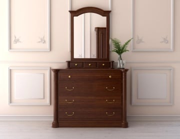 Comoda cu 4 sertare Lemn Masiv dormitor Treviso, 127 x 94 cm (fara oglinda) - Img 1