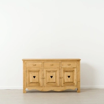 Comoda dormitor Lemn Masiv Rustika cu 3 usi si 3 sertare, 160 x 45 x 92 cm - Img 3