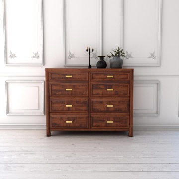 Comoda dormitor Milano cu 8 sertare, lemn masiv furniruit, L 151 x H 118.5 cm - Img 1