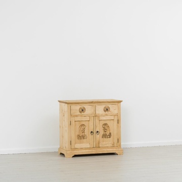 Comoda dormitor Rustic Alpin lemn masiv, 2 usi si 2 sertare, 92 x 46 x 85 cm - Img 5