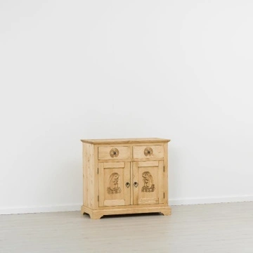Comoda dormitor Rustic Alpin lemn masiv, 2 usi si 2 sertare, 92 x 46 x 85 cm - Img 5