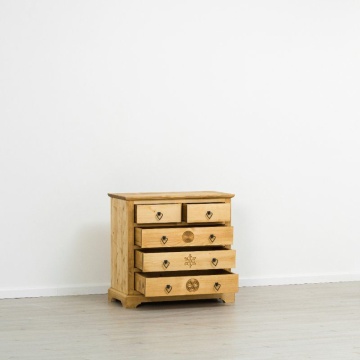 Comoda dormitor Rustic Alpin lemn masiv, 5 sertare, 90 x 46 x 85 cm - Img 3