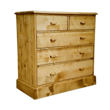 Comoda dormitor Rustic Flame cu 5 sertare lemn masiv, 96 x 48 x 91 cm - Img 2