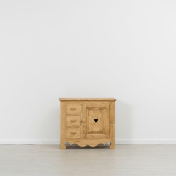 Comoda dormitor Rustika cu 1 usa 3 sertare, Lemn masiv, 94 x 43 x 83 cm - Img 3