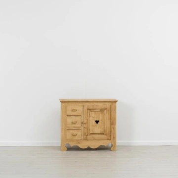 Comoda dormitor Rustika cu 1 usa 3 sertare, Lemn masiv, 94 x 43 x 83 cm - Img 3
