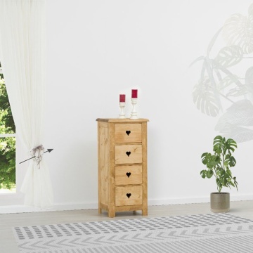 Comoda Lemn Masiv dormitor Rustic Ana cu 4 sertare, 48 x 42 x 107 cm