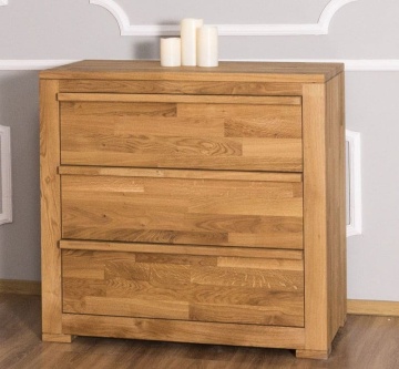 Comoda Stejar Masiv Wild cu 3 sertare, lemn masiv de stejar, 95 x 50 x 90 cm - Img 3