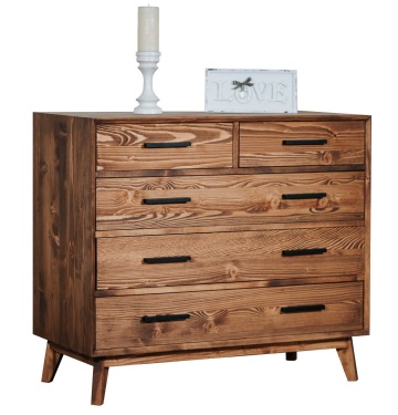 Comoda Terra Home cu 3+2 sertare, lemn masiv, 98 x 45 x 85 cm - Img 1