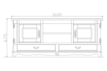 Comoda TV cu 2 usi, lemn masiv dormitor Royal, 160 x 55 x 67.5 cm - Img 3