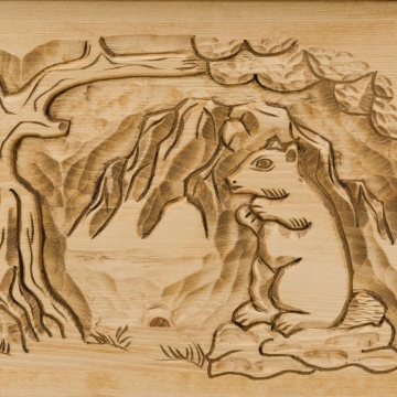 Cufar Ursul Carpatin, Lemn masiv sculptat, 90 x 45 x 50 cm - Img 5