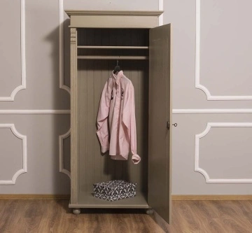 Dulap cu 1 usa si margini ornamentate lemn masiv, 85 x 58 x 180 cm - Img 2